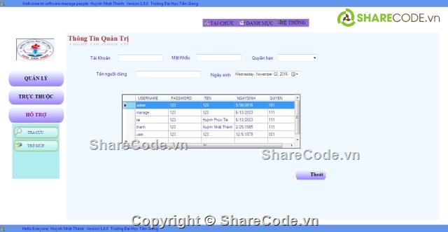 Quản lý điểm,File dữ liệu,Quản lý THPT,quản lý nhân sự,quản lý tiên,Quản lý biên chế